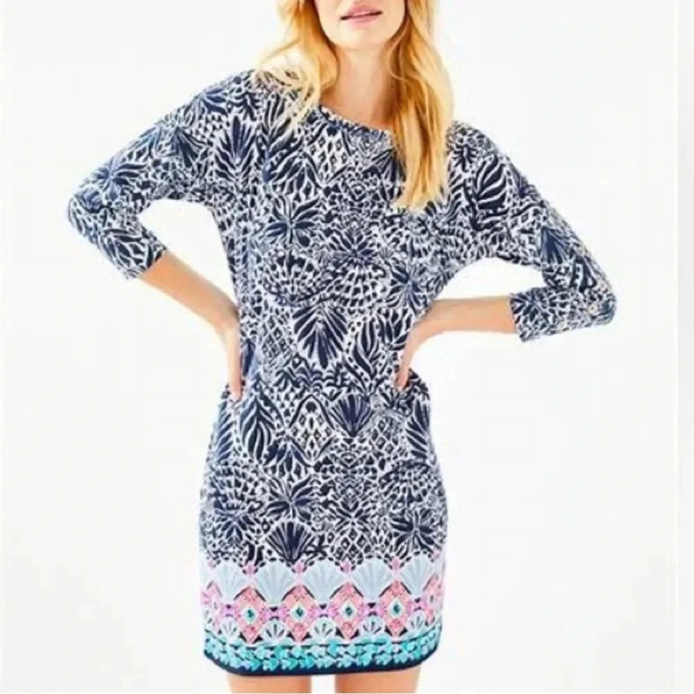 Lilly Pulitzer Vivvy Dress By Land or By Sea‎ High Tide Navy Size XSmall XS
